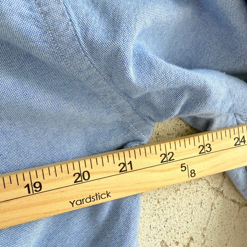 Vtg Ralph Lauren Shirt Button Down Chambray Embroidered Crest Logo LS Cotton Top - Picture 7 of 8